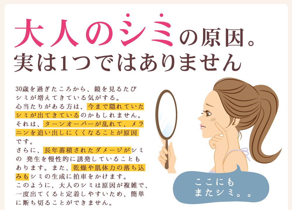 大人のシミの原因。実は1つではありません