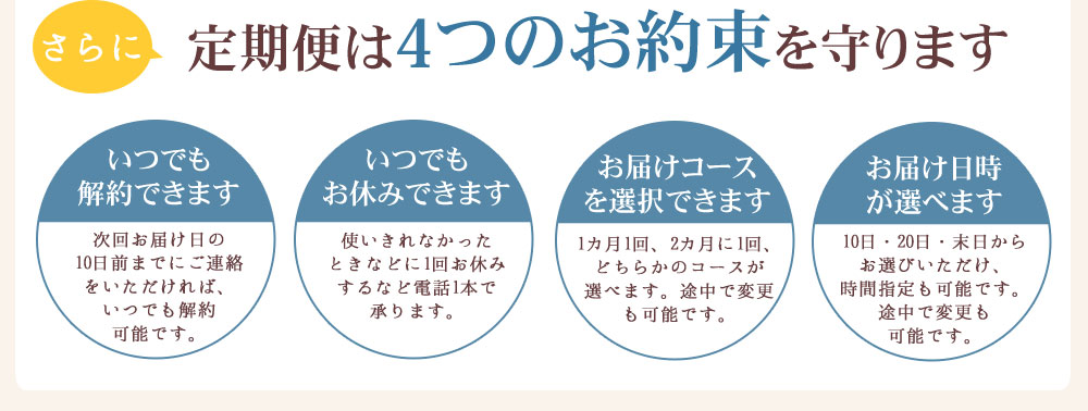 さらに定期便は4つのお約束を守ります