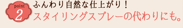 POINT 2 ふんわり自然な仕上がり!スタイリングスプレーの代わりにも。
