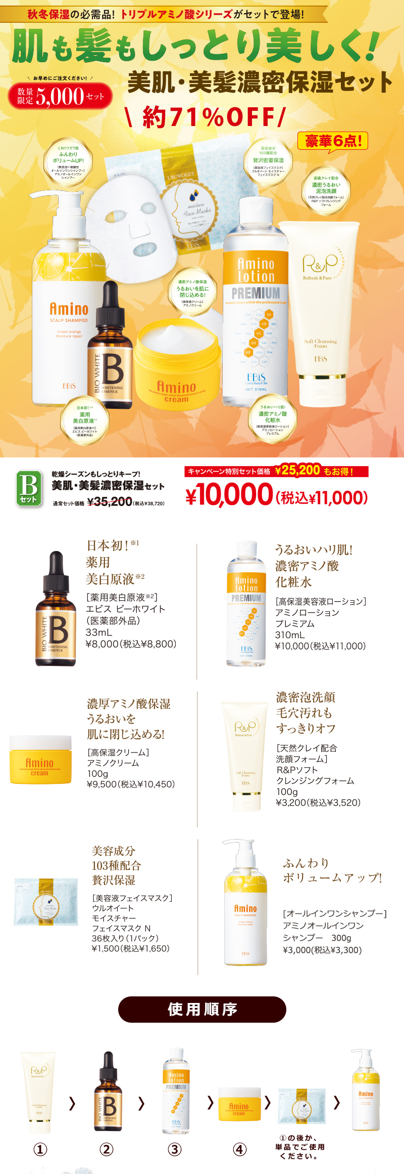 B】美肌・美髪濃密保湿セット|美顔器・原液美容液のエビス化粧品