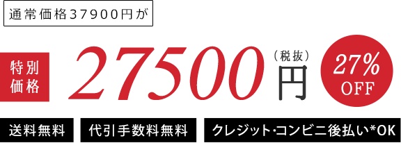 通常価格37900円が　特別価格25000円（税込）27%OFF
