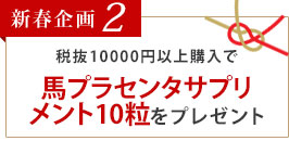 新春企画2　税抜10000円以上購入で馬プラセンタサプリセットでお届け！