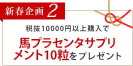 新春企画2　税抜10000円以上購入で馬プラセンタサプリ10粒をプレゼント