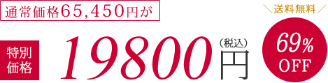通常価格65450円が特別価格19800円（税抜）69%OFF　送料無料