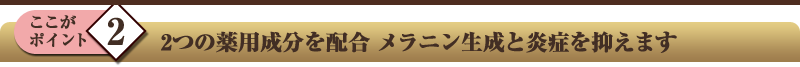 ここがポイント2　2つの薬用成分を配合　メラニン生成と炎症を抑えます