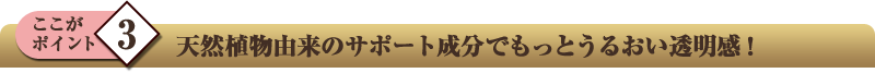 ここがポイント3　天然植物由来のサポート成分でもっとうるおい透明感！