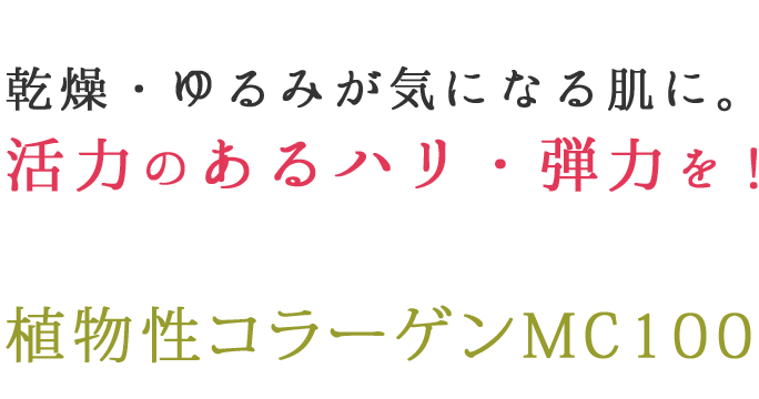乾燥・ゆるみが気になる肌に。活力のあるハリ・弾力を!植物性コラーゲンMC100