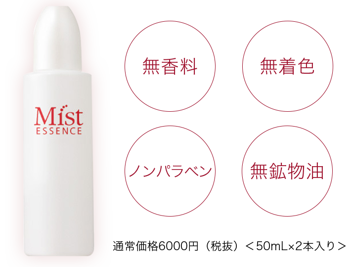 導入エッセンス、無香料・無着色・ノンパラベン・無鉱物油