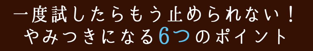 一度試したらもう止められない!やみつきになる6つのポイント